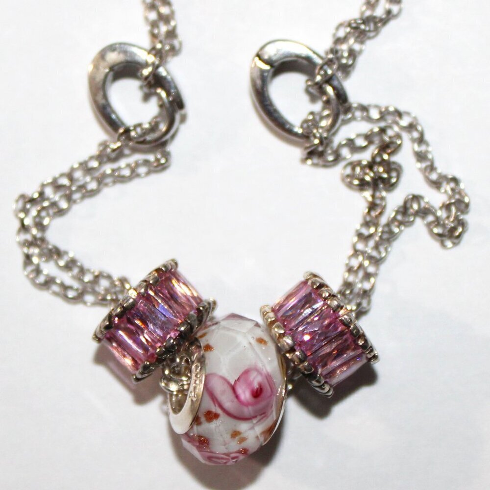 Persona Sterling Silver Double Chain Charm Necklace